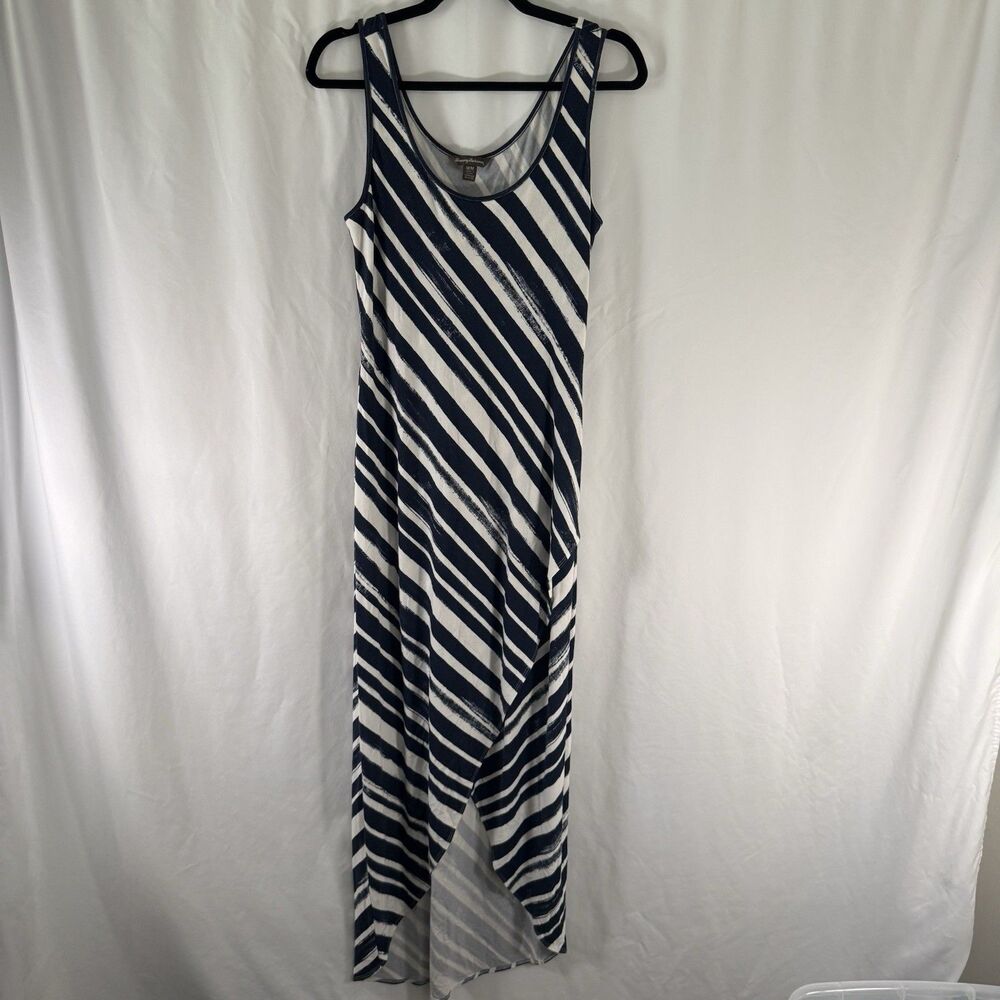 Tommy Bahama Maxi Dress Women's Medium Blue White Striped Sleeveless Cross Front - Picture 1 of 9